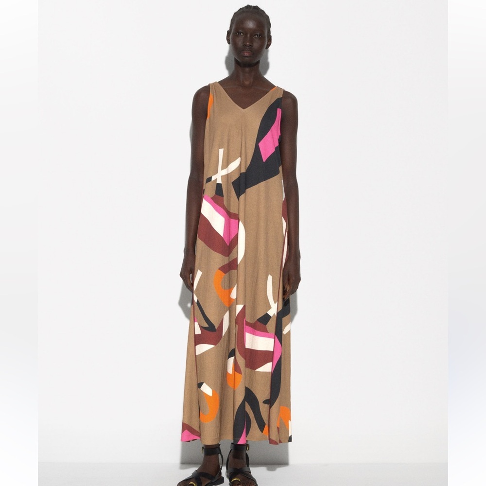 Parfois Printed midi dress Multicolor Abstract Print Sleeveless Maxi Dress - Picture 2 of 8